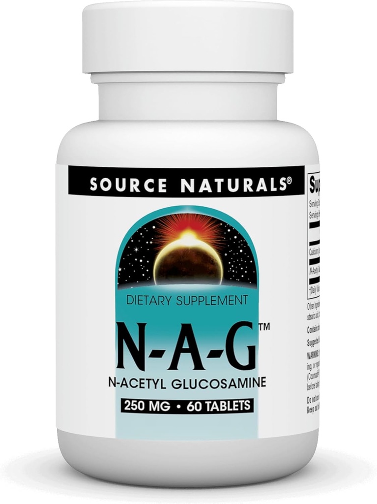 Source Naturals N-A-G, N-acétyl Glucosamine pour le soutien articulaire et le doublage intestinal*, 250 mg - 60 comprimés