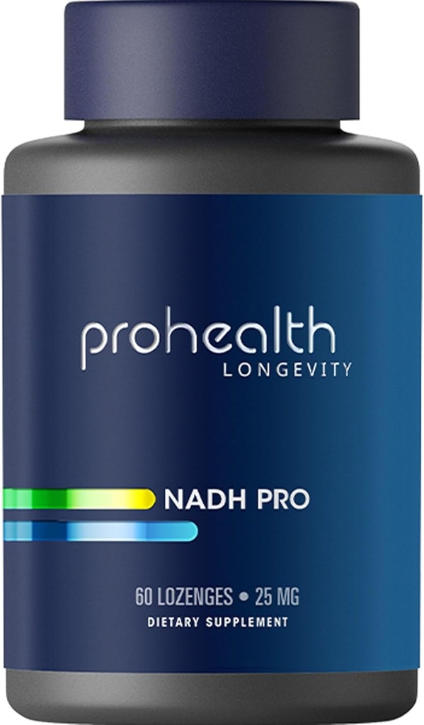 ProHealth NADH Pro - Boost NAD+ (25 mg, 60 losanges à action rapide) Boost Energy, Memory and Focus.