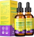 Glycinat de magnésium gouttes liquides 1500mg avec Citrate de magnésium et Taurate, L-Theanine, Vitamine D3, B6 - Soutient le calme, le sommeil, la relaxation musculaire, les crampes et l'énergie des jambes, Lemon Flavor, 60mL-2 Pack