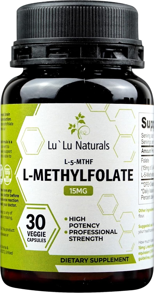 Lu'Lu Naturals L Méthylfolate 15mg Méthylfolate activé, acide folique, 5 mthf 30 Caps végétatifs