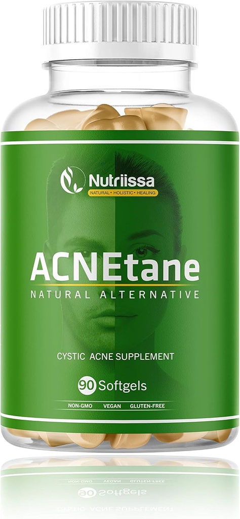 ACNEtane - All Natural Vitamine Supplement for Treating Acne, 90 Veggie Softgels (Treats Hormonal, Puberty, & Cystic Acne Internal)