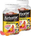 Enfants Airborne 500mg Gommies Vitamine C, Enfants Immune Soutien Gommies de zinc avec puissants antioxydants VIT C & E - 63 Gommies, Arômes de fruits assortis (paquet de 2)