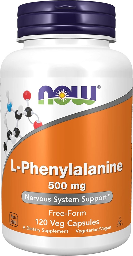 NOW Foods L-Phenylalanine 500mg, 120 Capsules (Pack of 2)
