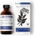 Sirop de baies aînées biologiques - Anthoimmune - Supplément de soutien immunitaire pour les adultes et les enfants - USDA Formule biologique, ultra-prémium de baies aînées noires (4 oz) 24 portions