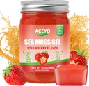 (12 OZ) Gel de mousse de mer d'Irlande Fraise végétale crue Saveur 102 Vitamines et minéraux Wild Harvested Non-OGM Immune & Digestion Support