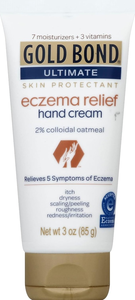 Gold Bond Medicated Eczema Relief Hand Cream, 3 oz., Skin Protectant Cream With 2% Colloidal Oatmeal