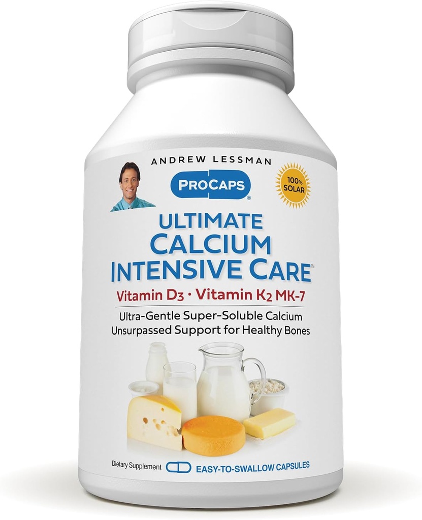 ANDREW MOINSMAN Ultimate Calcium Intensive Care with Vitamine D3 and K2 MK7-120 mcg - 720 Capsules - Bone and Skeleton Health Essentials. Doucement, facile à avaler, super soluble. Aucun additif