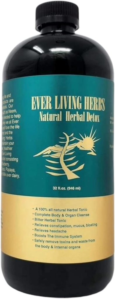 Détox naturel à base de plantes avec Moringa pour les nutriments et le nettoyage profond avec Neem, Burdockroot, Dandelion 32 oz.