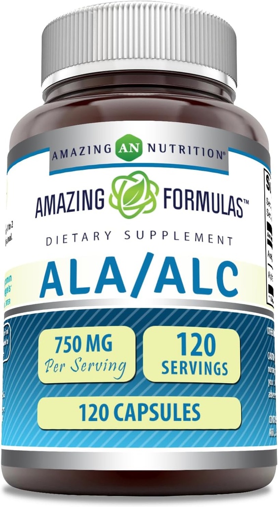 Formules étonnantes ALA/ALC (acide lipoïque alpha/acétyle L-Carnitine) Supplément (complément) 750 Mg par portion (comprimés)