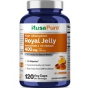 NusaPure Royal Jelly 10:1 Extrait, 400 mg équivalent à 4000mg - 120 Capsules de Véggie (non-OGM, sans gluten, biopérine)