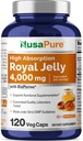 NusaPure Royal Jelly 10:1 Extrait, 400 mg équivalent à 4000mg - 120 Capsules de Véggie (non-OGM, sans gluten, biopérine)