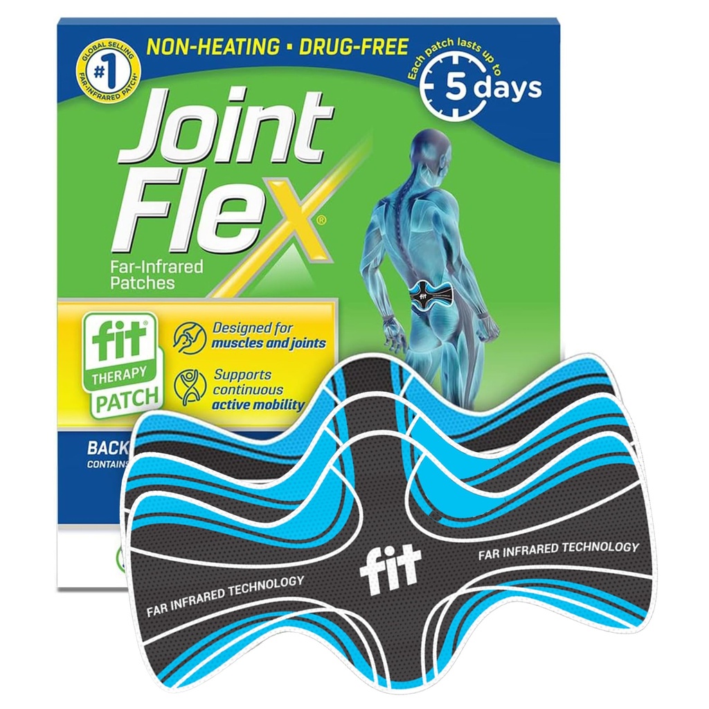 JointFlex FIT Therapy Far Infrared Patch for Lower Back, soutient la mobilité active continue, jusqu'à 5 jours / lot, synthétique, résistant à l'eau, non-chauffant, sans médicament—3 Pack, 7,87"x 3,93"