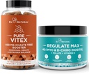 Vitex Capsules de Chasteberry & Régler Max Myo-Inositol D-Chiro Poudre d'inositol - PMS naturel et soutien de la fertilité, Hormones d'équilibre, Cycle de régulation - 60 Capules molles végétaliens + 60 portions Poudre d'inositol