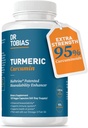 Dr Tobias Curcumin Turmeric 1500mg avec BioPerine – Supplément de force supplémentaire avec 95% Curcuminoïdes pour le soutien articulaire, Vitalité globale et santé immunitaire, 120 Capsules Vegan, Non-OGM