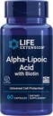 Extension de vie acide alpha-lipoïque avec biotine, pour la protection cellulaire, antioxydant universel pour la santé du foie et des nerfs, sans gluten, sans OGM, 60 capsules