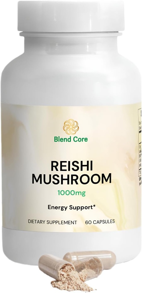 Capsules organiques d'extrait de champignons Reishi - Améliorer le sommeil, l'antifatigue, la santé cardiovasculaire, le soutien immunitaire, le stress, végétalien - non-OGM