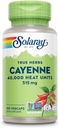 SOLARAY Cayenne Capsules de Pepper avec Capsaicin - Suppléments Capsaicin pour un support de bien-être puissant - 40 000 unités de chaleur par VegCap - Vegan, non-OGM, sans gluten, garantie de 60 jours, 100 portions