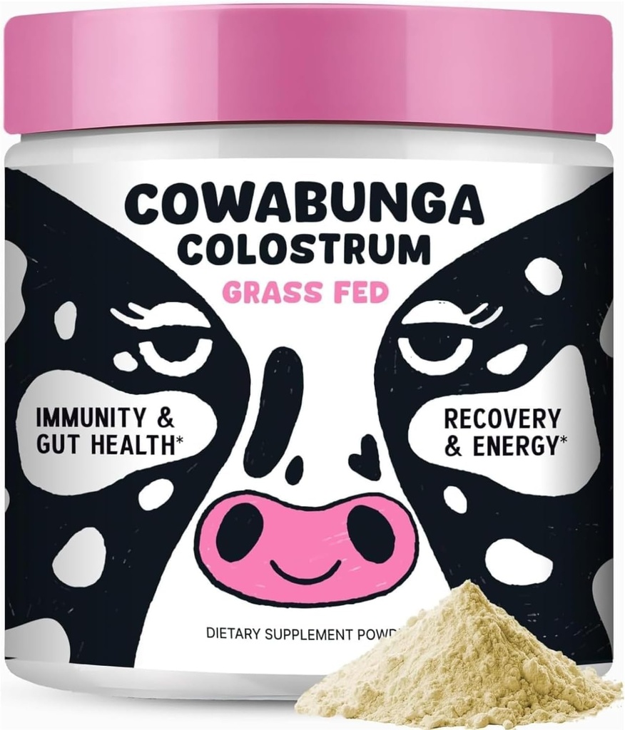 SonoHealth Cowabunga Colostrum - Supplément en poudre de colostrum premium, pur et non modifié - pour le soutien immunitaire, la santé de Gut, le soutien musculaire et le bien-être - Calostro certifié Kosher & Halal