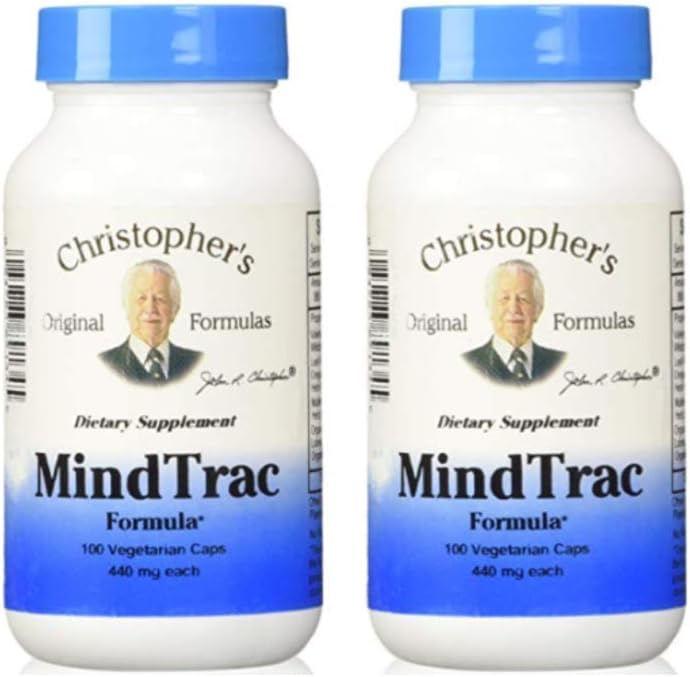 Formules originales de Christopher MindTrac Formula, Natural Mood Support & Memory Suppléments 100 Caps - Pack de 2