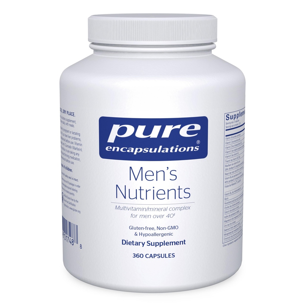 Encapsulations pures Nutriments pour hommes - Supplément minéral multivitamine pour soutenir l'énergie, l'endurance et l'endurance chez les hommes de plus de 40* - avec vitamine D, vitamine C et minéraux traces - 360 capsules