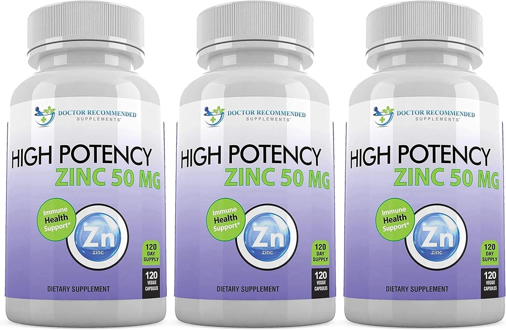 Zinc 50mg - Supplément de soutien de la santé au picolinate de zinc 360 gélules de légumes pour adultes et enfants Vitamine, supplément de zinc pur à haute puissance bien absorbé - 50mg par portion