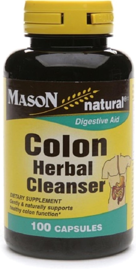 MASON NATURAL Herbal Colon Cleanser, 300 jours d'approvisionnement, supplément alimentaire soutient la santé digestive avec des fibres solubles, probiotiques et herbes, 3 Pack