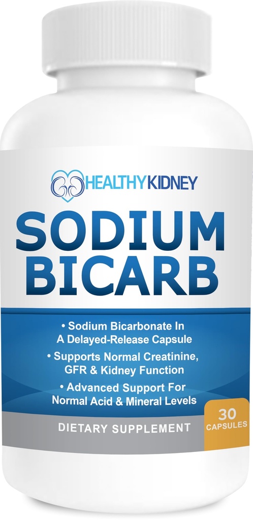 Bicarbonate de sodium 650 Mg Comprimés - Libération différée pour fonction rénale normale - Comprimés de soude au four, pilules de sodium, bicarbonato de Sodio para Tomar, bicarbonate de soude - 30 capsules