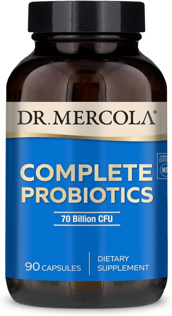 Dr. Mercola Complete Probiotics - 90 Servings- Daily Probiotic Supplement - 70 Billion CFU - Acid & Bile Resistant - Promotes Digestive Health and Supports Immune System