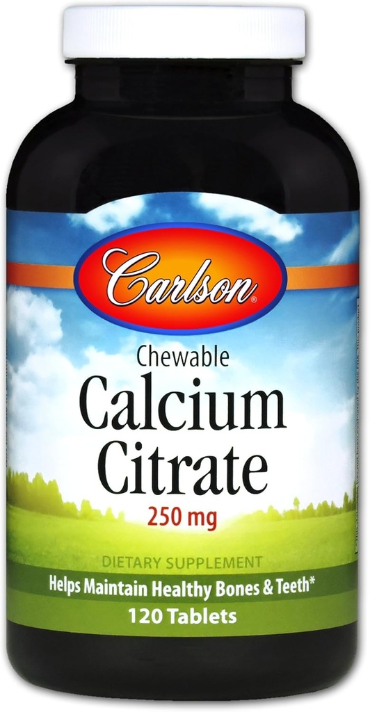 Carlson Citrate de calcium à croquer 250 mg, Vanille, 120 comprimés