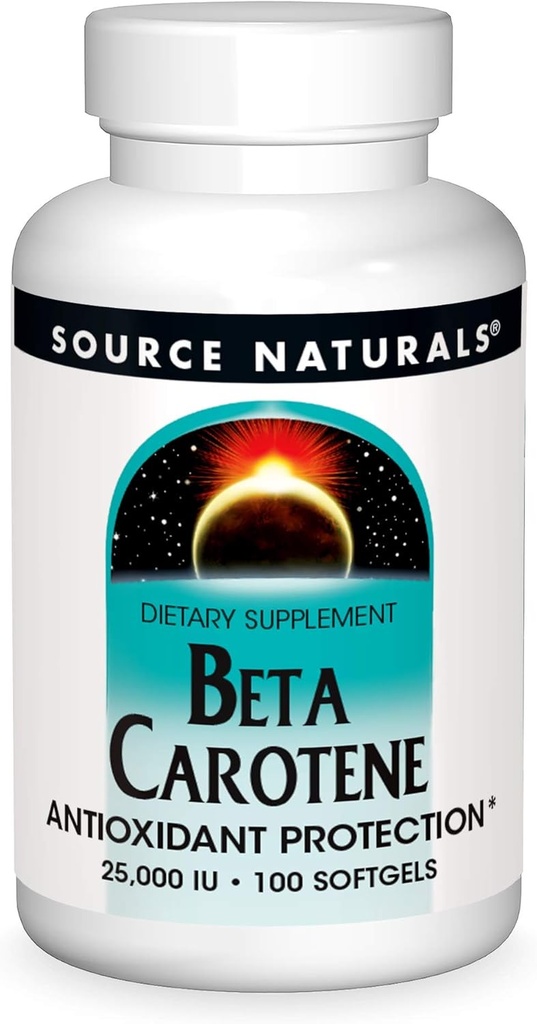Source Naturelle Beta Carotène 25000 iu Antioxydant Protection - Converti par le corps en vitamine A - 100 Softgels