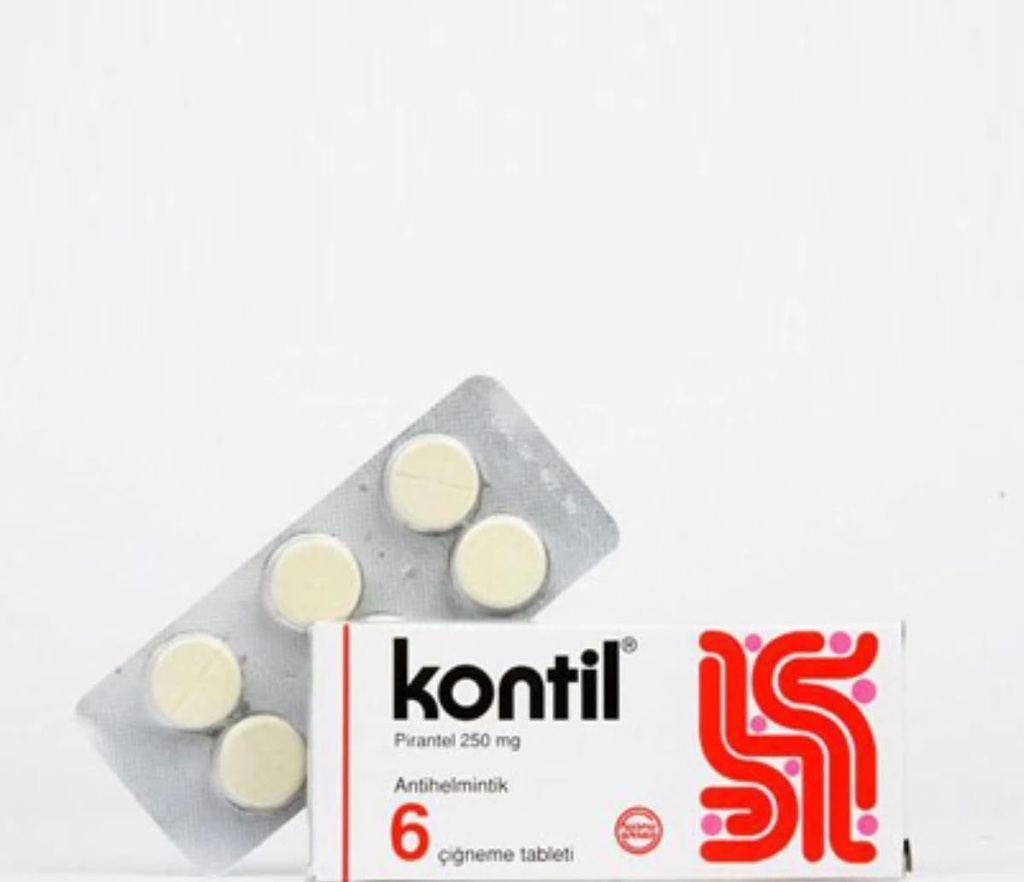 Kontil 6 Comprimés 250 mg PYRANTEL PAMOATE Élimine rapidement et facilement l'infection par le ver des pins chez les adultes et les enfants