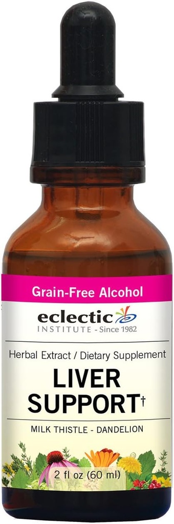 Herbe éclectique - Extrait de soutien du foie (Support naturel du foie, désintoxication, nettoyage + maintien) Supplément de soutien du foie (Supplément de soutien du foie) Teinture d'herbe (Non-OGM, sans gluten (2 fl oz) 60 ml)