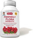 ANDREW MOINSMAN Friendly Flora Probiotic 90 Capsules - 10 Million CFU, Mélange complet de cinq souches probiotiques, puissant Immune et soutien digestif. Probiotiques pour les femmes ou les hommes