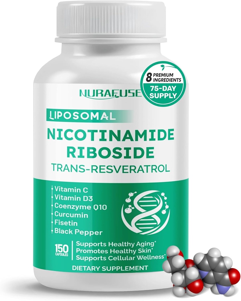 Liposomale Nicotinamide Riboside Trans-Resveratrol Coenzyme Q10 Vitamine C - Soutienne le vieillissement en santé, la peau- Soutienne le vieillissement en santé, favorise la santé de la peau- Fabriqué et testé aux États-Unis