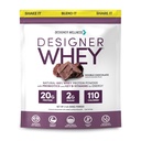 Designer Wellness, Designer Whey, poudre naturelle de protéines de Whey avec probiotiques, fibre et clés B-Vitamines pour l'énergie, sans gluten et casher, double chocolat, 2 lb