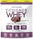 Designer Wellness, Designer Whey, poudre naturelle de protéines de Whey avec probiotiques, fibre et clés B-Vitamines pour l'énergie, sans gluten et casher, double chocolat, 2 lb