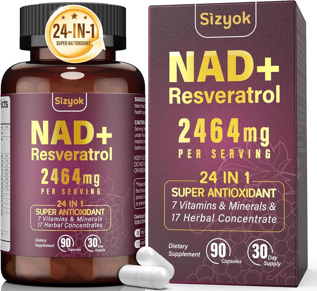 Supplément NAD, NAD liposomique + Supplément avec Resveratrol, Supplément de resveratrol NAD - Boost NAD+ pour la défense du vieillissement, l'énergie, Focus - Capsules Ultra Antioxydants,177