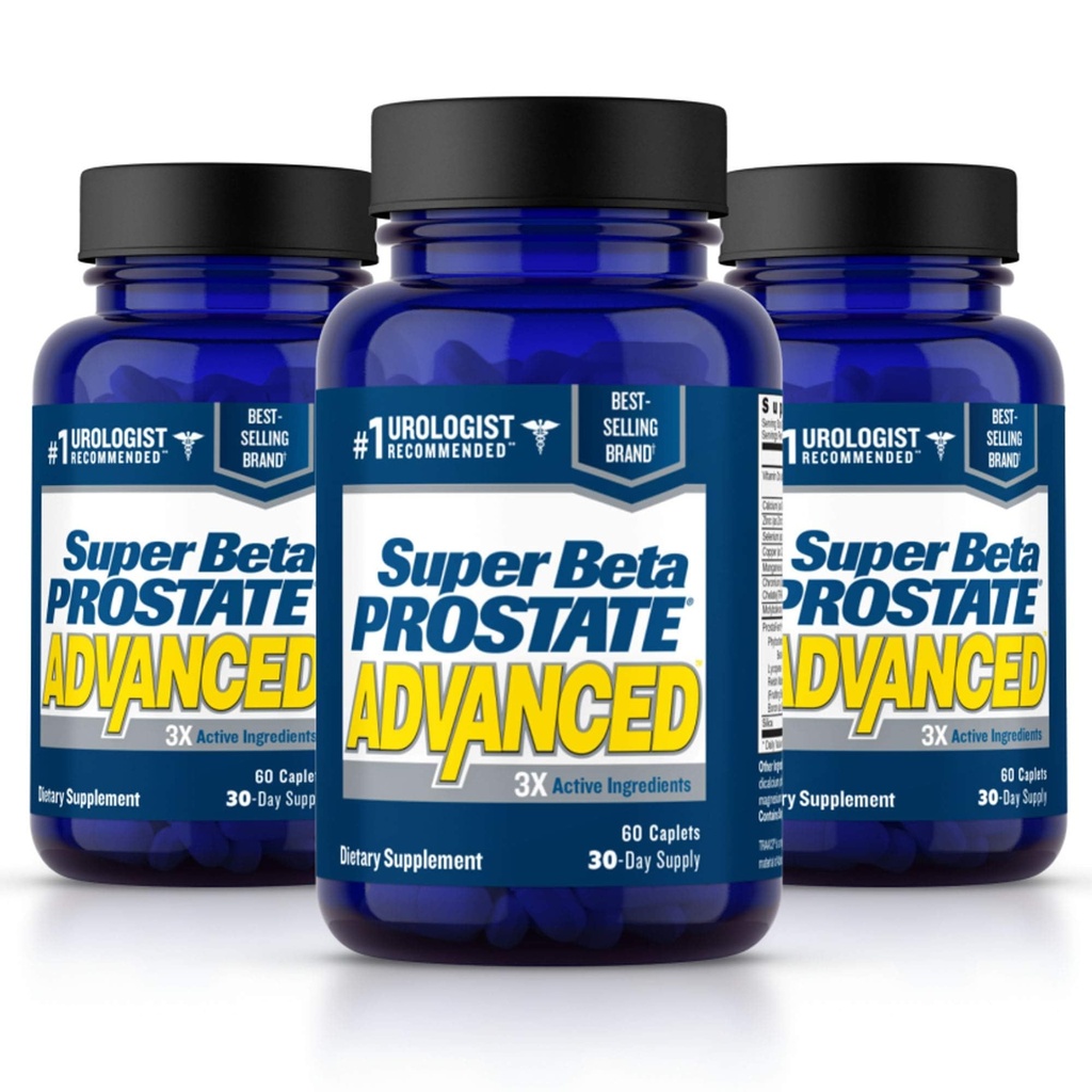 SUPER BETA PROSTATE Advanced – Réduire les déplacements de salle de bains, promouvoir le sommeil, le nettoyage de l'enveloppe. Supplément prostate pour hommes avec Beta Sitostérol, pas Saw Palmetto (180 Caplets, 3-Pack)