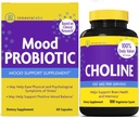 InnovixLabs Choline & Mood Probiotic Bundle Choline Bitartrate 550mg (100 Capsules) Mood Probiotic (60 Capsules). Soutient la mémoire, l'humeur, la santé cérébrale et le renforcement cognitif.*