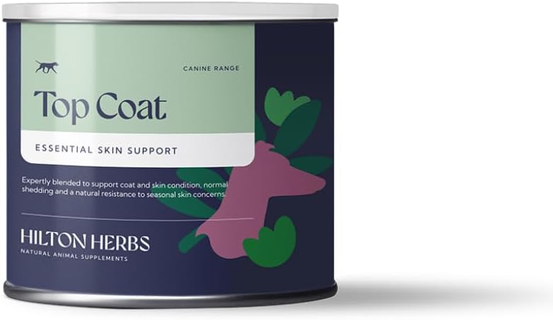 Hilton Herbs Canine Top Coat Supplément pour la peau saine et l'état du manteau chez les chiens, 4,4 oz Tub