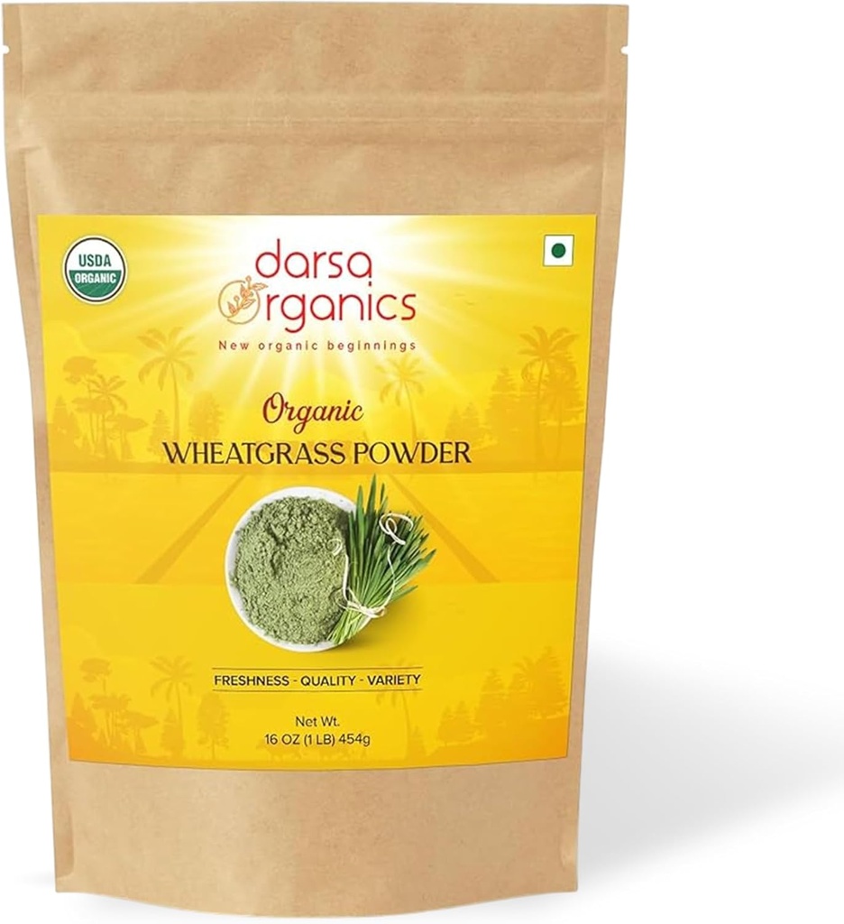 Poudre de graminée 1 lb - Qualité Premium USDA Herbe de blé biologique certifiée, riche en fibres et vitamines, soutient l'énergie, la digestion et l'immunité, non-OGM, végétalien, sans gluten, casher