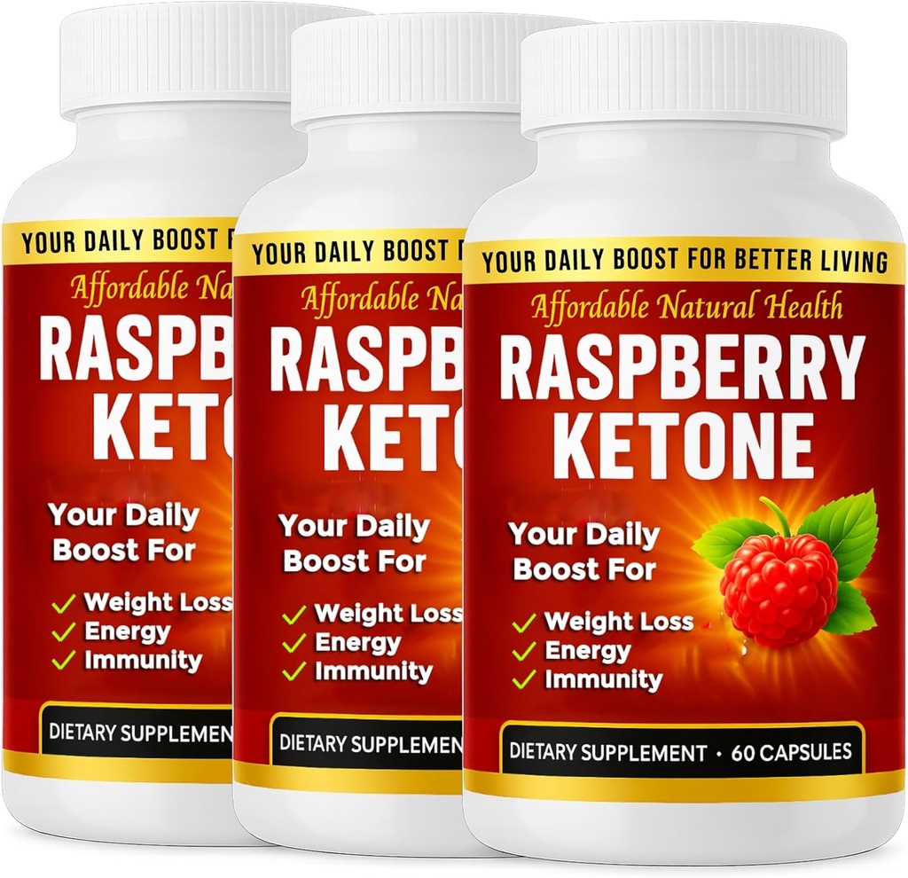 Capsules de cétone de framboise, formule tout-naturelle, mai soutenir un mode de vie sain actif, 1000 mg supplément, 180 capsules, 6 mois d'approvisionnement, végétalien, non OGM