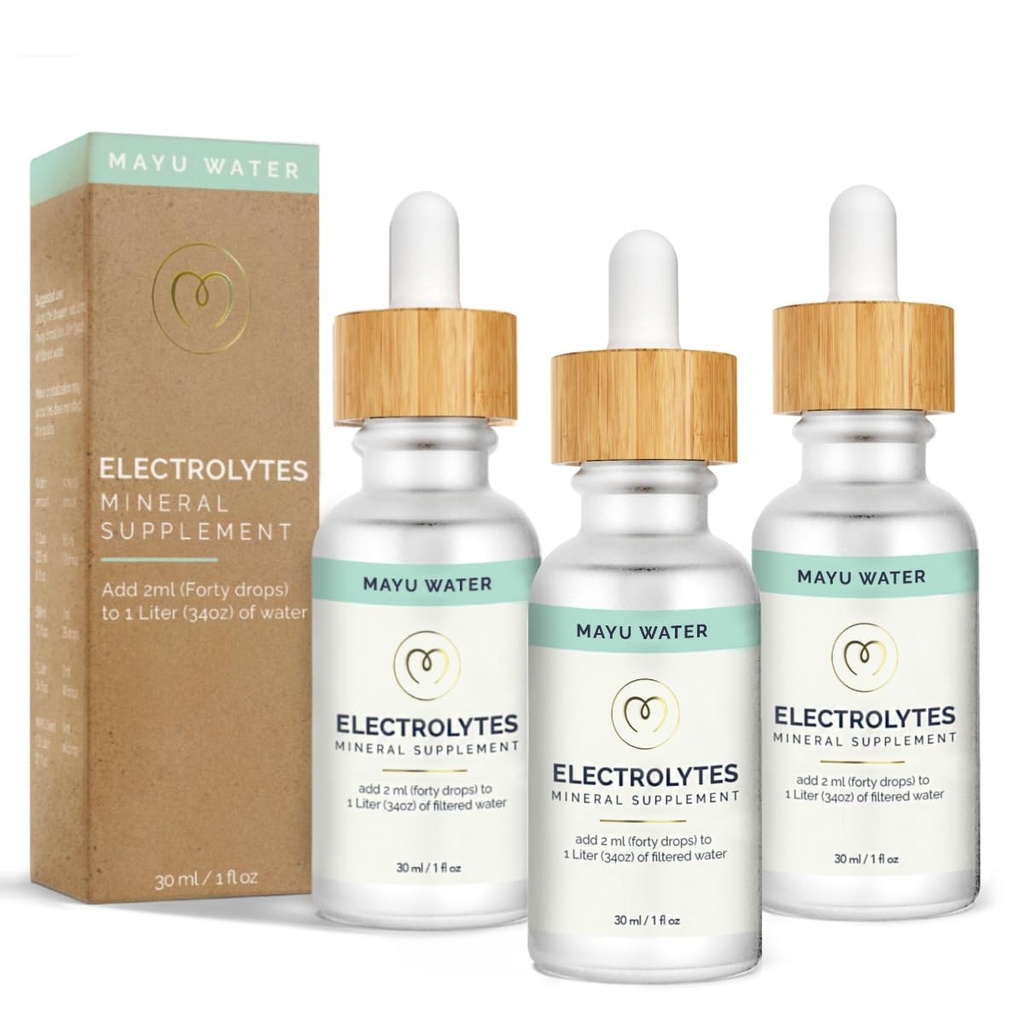 MAYU Concentrated Electrolyte Drops, 3 Bottles, Vital Electrolytes & Hydration, 494mg of Electrolytes per Serving, 80+ Trace Minerals, Third-Party Tested, Exceeds EU Standards, No Additives