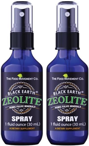 Zéolite de la Terre Noire avec acides fulviques humiques, minéraux traces, pour les adultes et les enfants soutient la santé Gut, le soutien immunitaire, la digestion et l'élimination et plus 1oz Pompe liquide supplément de pulvérisation (2 Pack)