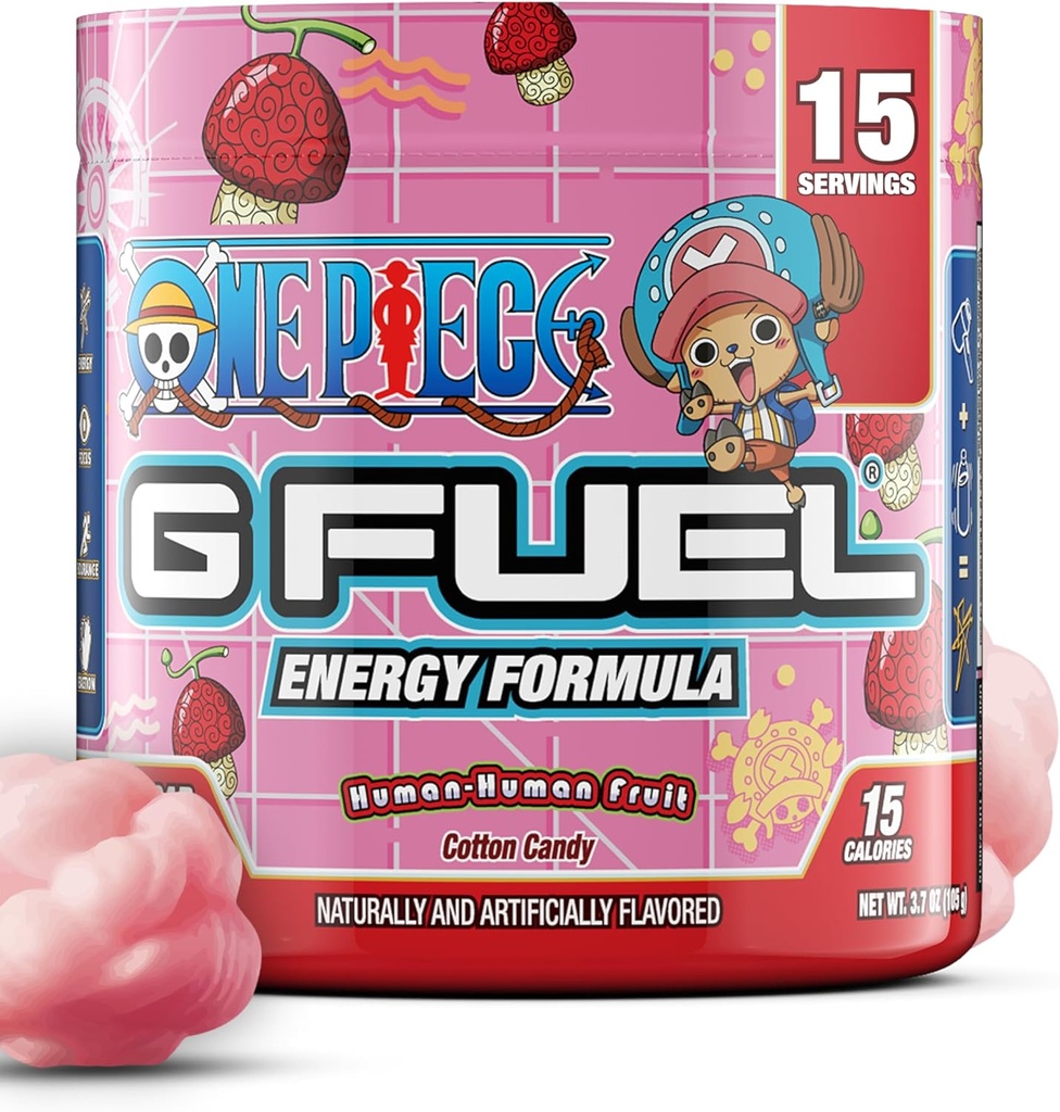 G Carburant ONE pièce boisson énergétique humaine, pré-entraînement caféine mélange pour le jeu, sans sucre foyer amino, vitamine + antioxydants, 3.7oz (Cotton Candy, 15 portions)
