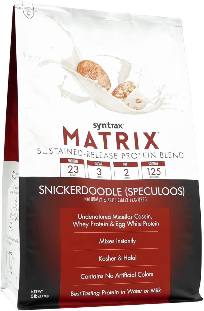 Matrice de nutrition Syntrax, Mélange de protéines à libération prolongée, Snickerdoodle avec de vrais morceaux de biscuits 5 lbs.