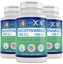 Formules Genex Nicotinamide 500mg (3-Pack) Vitamine B3 Capsules de niacine sans flush pour une peau saine - Supplément Niacinamide Pills aider à produire la kératine et soutenir la santé et l'énergie des cellules de la peau (300 Capsules)