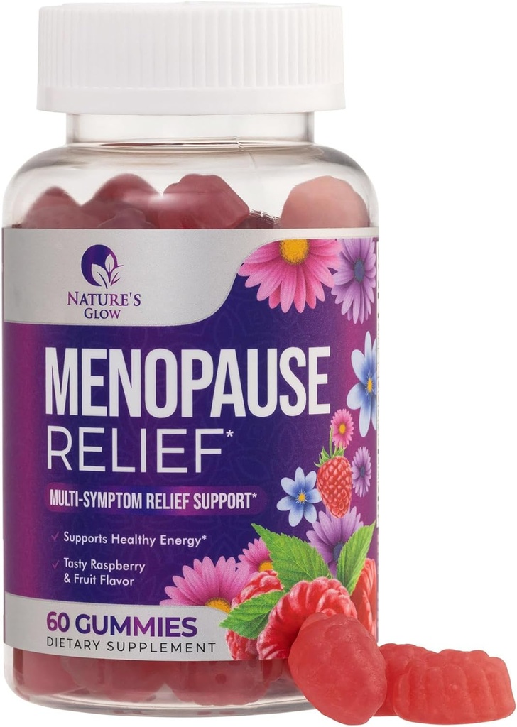 Supplément à la ménopause pour les femmes - Gummy multi-bénéfice complet de secours à la ménopause pour les éclairs chauds doux et les sueurs nocturnes, équilibre naturel et soutien énergétique, vitamines ménopausées, non-OGM - 60 gummes