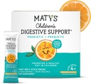 Matys Enfants, soutien digestif, packs de poudre prébiotique et probiotique pour la santé digestive des enfants, 4 ans +, Awesome Orange Flavor, Pas de sucre ajouté, sans gluten, fonte rapide, 30 paquets de service unique