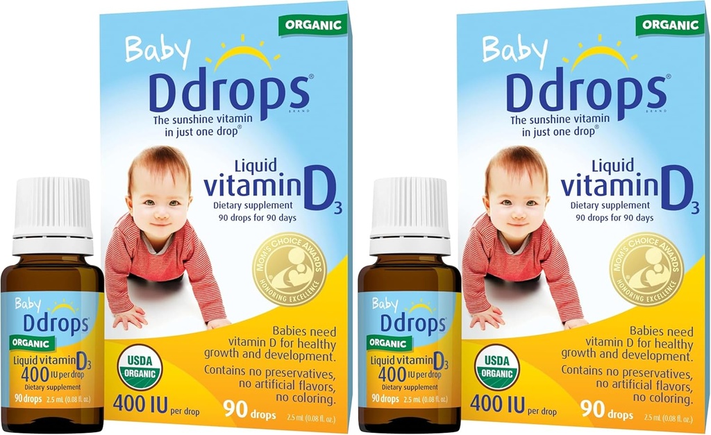 Drops 1072834 400 UI Vitamine liquide D3 gouttes pour bébés, 0,08 Fl. Oz (paquet de 4)